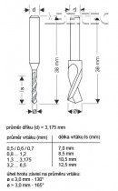 Vrták na DPS 400102 2001, karbid wolframu, ø2,2mm